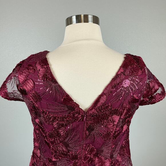 Alex Evenings Women's Cocktail Dress Size 14W Red Embroidered A-Line Midi - Picture 8 of 14